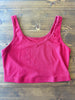 Ribbed Knit Sleeveless Crop Top  - Racing Red