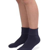 Jefferies Socks School Uniform Smooth Toe Turn Cuff Socks 1 Pair - Navy