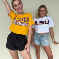 LSU Tigers Tee Crop Tee - White