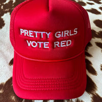 Pretty Girls Vote Red Embroidered Trucker Hat