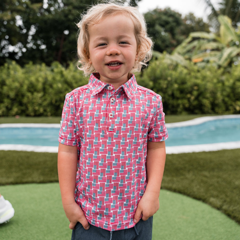 Burlebo - Youth Polo - American Flag Print