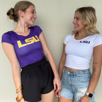 LSU Babydoll Crop Tee - Purple