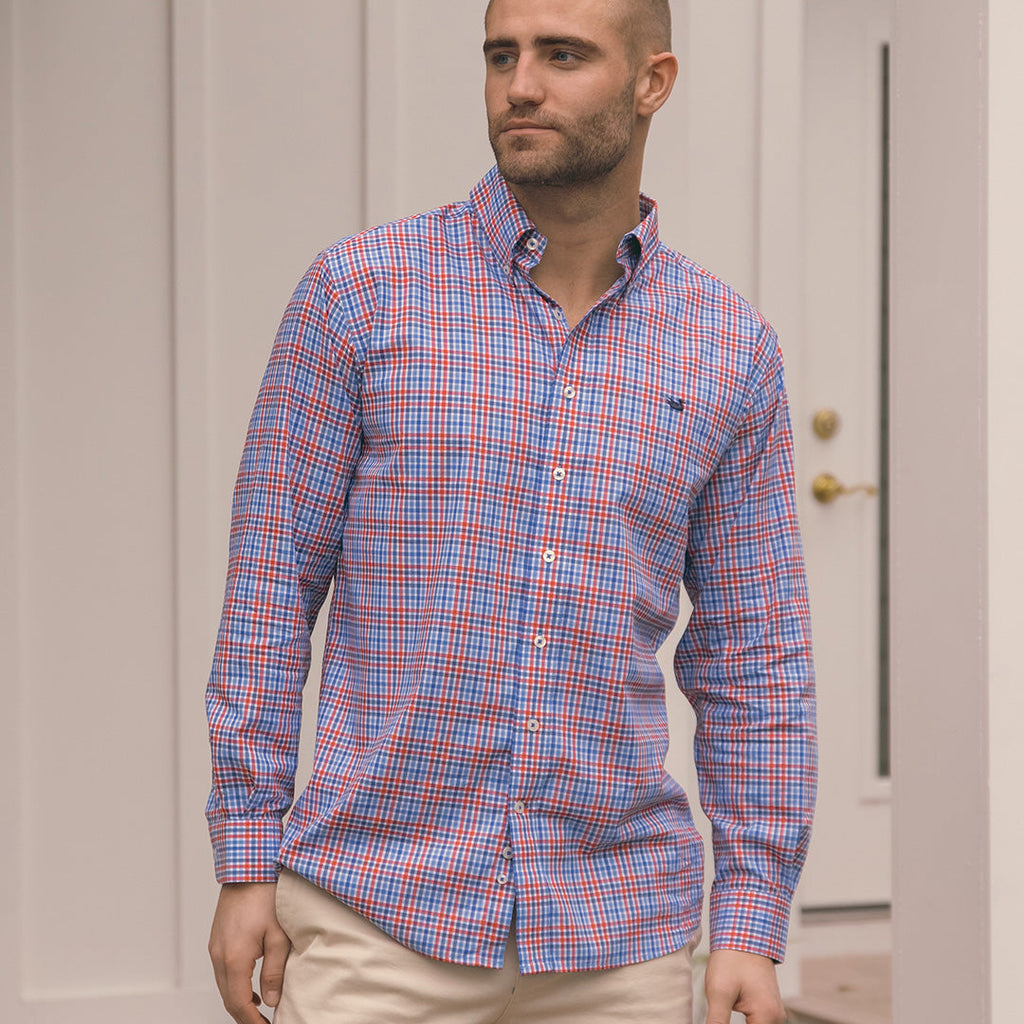 Southern Marsh -  Blount Performance Dress Shirt - Navy & Red