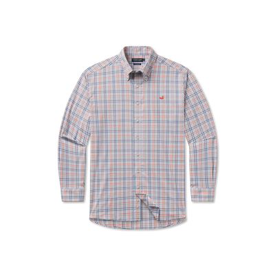 Southern Marsh - Van Buren Performance Grid Dress Shirt - Navy/Burnt