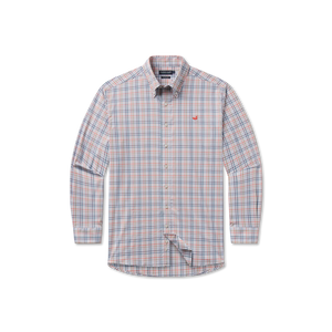 Southern Marsh - Van Buren Performance Grid Dress Shirt - Navy/Burnt