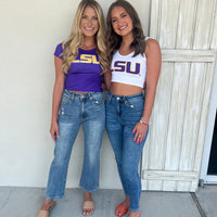 LSU Gameday Crop Top - White