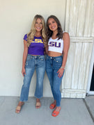 LSU Gameday Crop Top - White