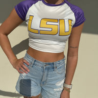 LSU Game Day Team Crop Tee - Purple and Gold