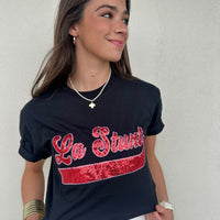 LA STUNT  Real Sequin T-Shirt - Baseball Addition