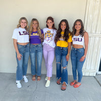 LSU Tigers Tee Crop Tee - White