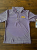 LSU Tigers Embroidered Purple Stripes Short Sleeve Polo Box Shirt - Youth