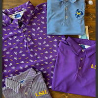 LSU Tigers Repeat Logo Purple Short Sleeve Polo Shirt - Youth