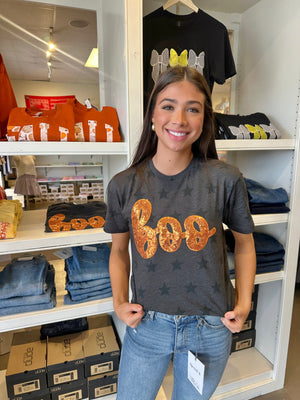 Boo Halloween Short Sleeve T-shirt - Black