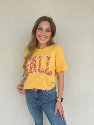 Fall Floral Halloween Short Sleeve T-Shirt