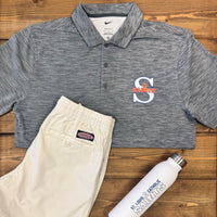 "Sports Logo" - Nike Dark Grey Striated Polo