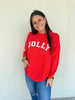 Southern Drifter- "Jolly" Graphic Long-Sleeve Knitted Top - Red