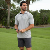 Southern Marsh - Biscayne Heather Performance Polo - Light Gray