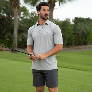 Southern Marsh - Biscayne Heather Performance Polo - Light Gray