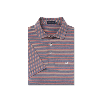 Southern Marsh - Maybourne Featherlight Stripe Polo - Navy/Red