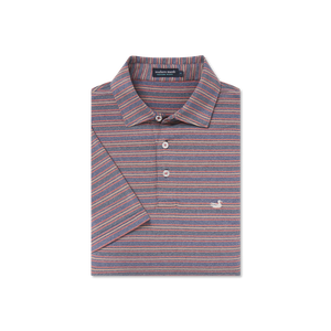 Southern Marsh - Maybourne Featherlight Stripe Polo - Navy/Red