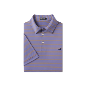 Southern Marsh - Bermuda Performance Polo - Panama Stripe - Purple & Yellow