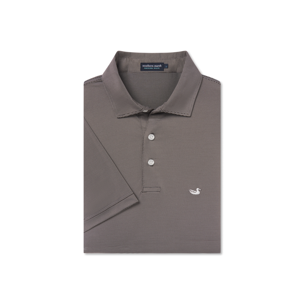 Southern Marsh-Bermuda Performance Polo - Wellington Stripe