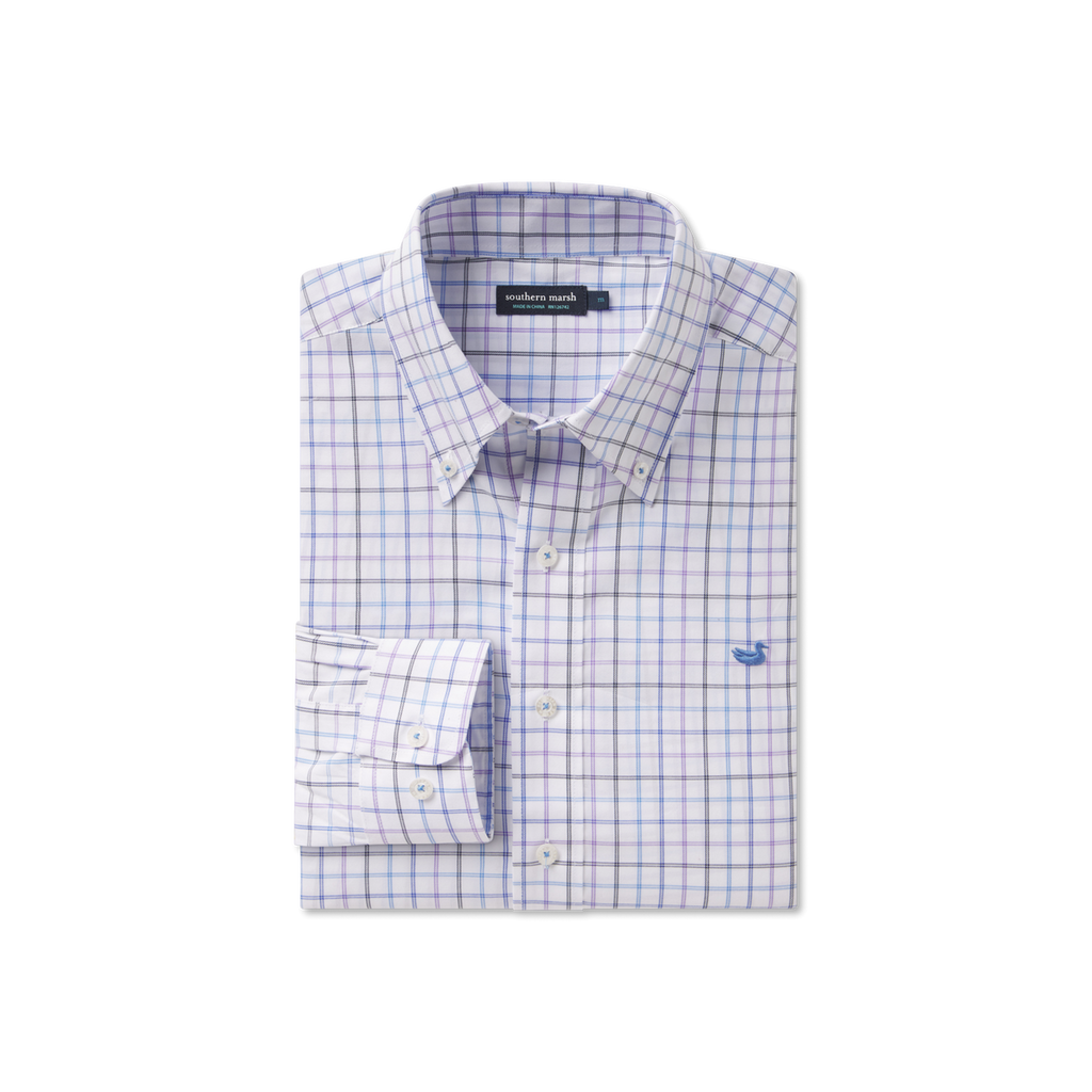 Southern Marsh - Chateau Windowpane Dress Shirt - Navy & French Blue