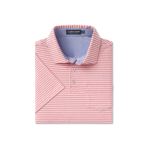 Southern Marsh - Nantucket Relaxed Polo - Coral Stripe