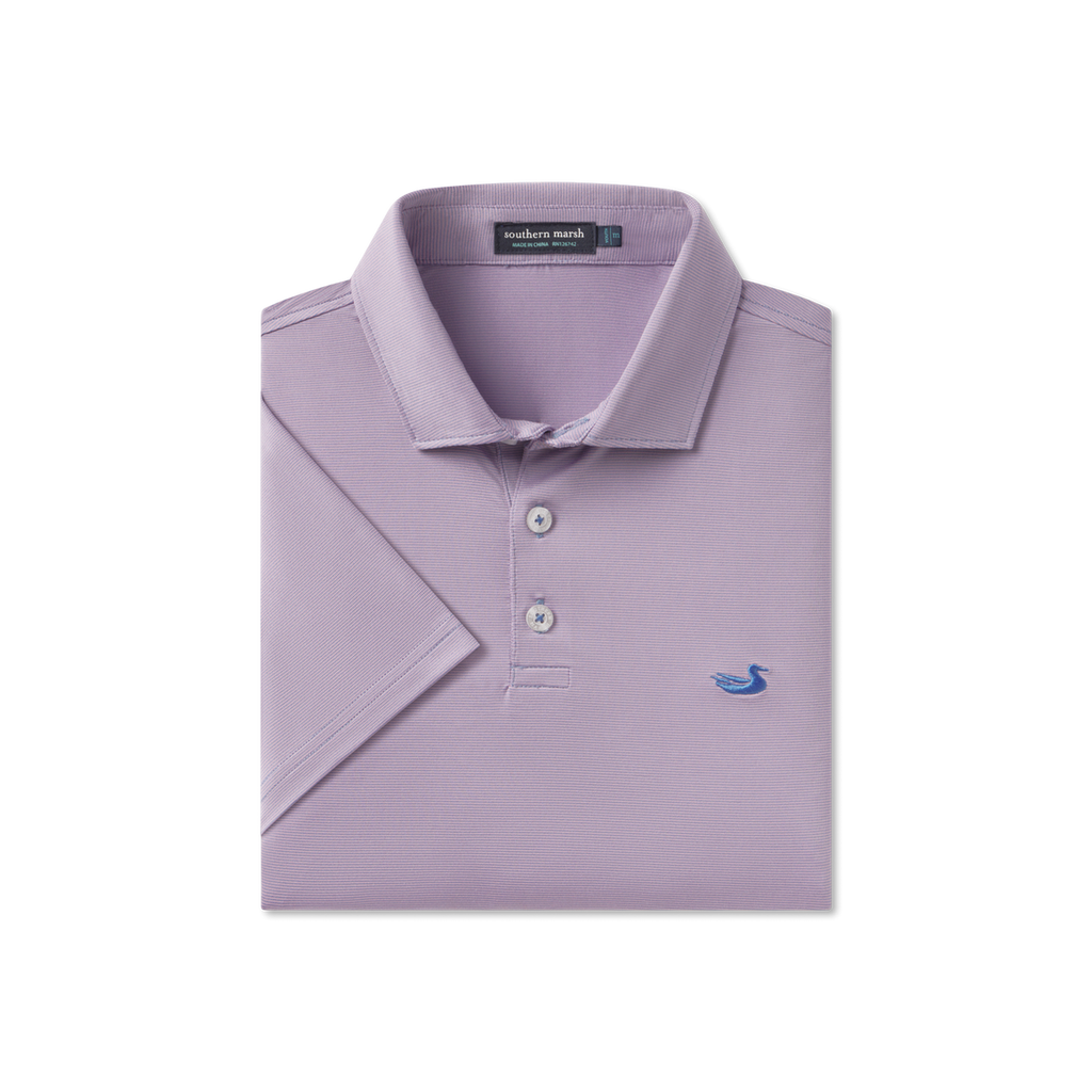 Southern Marsh - Bermuda Performance Polo - Wellington Stripe - Lilac