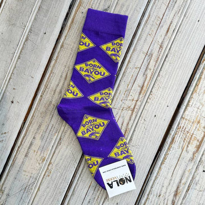 Nolaverse Born On the Bayou Sock - Purple/Yellow