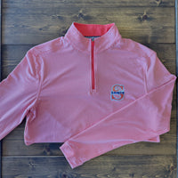 Southern Tide "Orange Saints" Cruiser Micro-Stripe Heather Quarter Zip