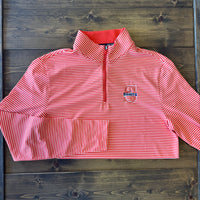 Southern Tide - "Orange Saints" Striped Performance Quarter Zip