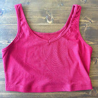 Ribbed Knit Sleeveless Crop Top  - Racing Red