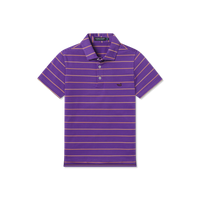 Southern Marsh - Gridiron Stripe Performance Polo - Purple/Yellow