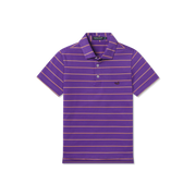 Southern Marsh - Gridiron Stripe Performance Polo - Purple/Yellow