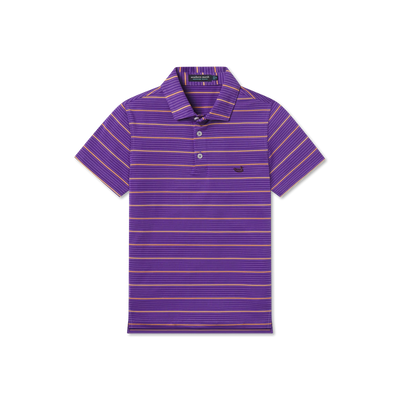 Southern Marsh - Gridiron Stripe Performance Polo - Purple/Yellow
