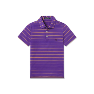 Southern Marsh - Gridiron Stripe Performance Polo - Purple/Yellow
